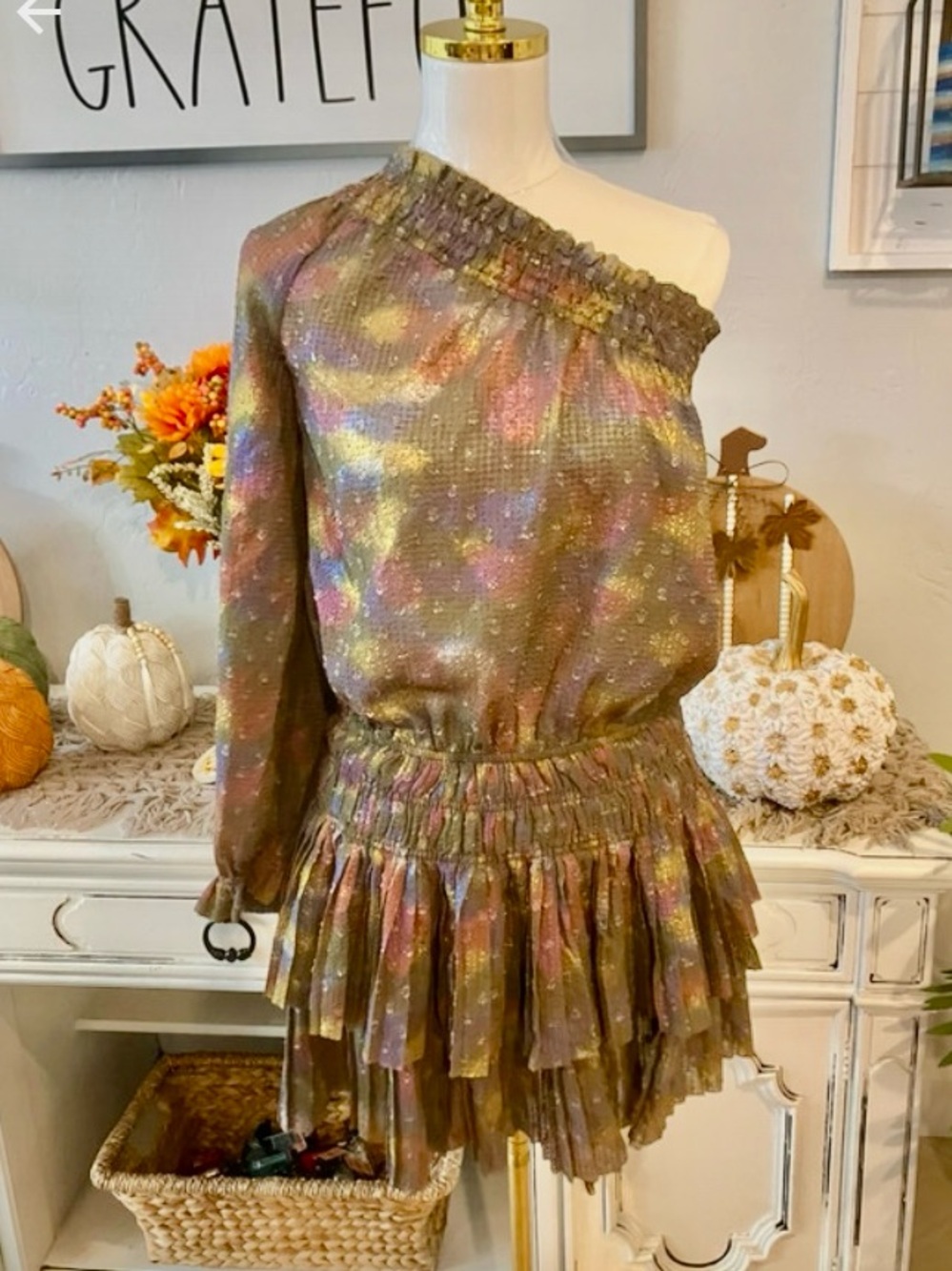 Rainbow foil dress by Current Air